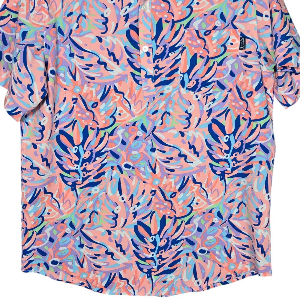 Simply Southern Polo Shirt Mens Medium Performance Golf Bright Tropical Vacation View 5